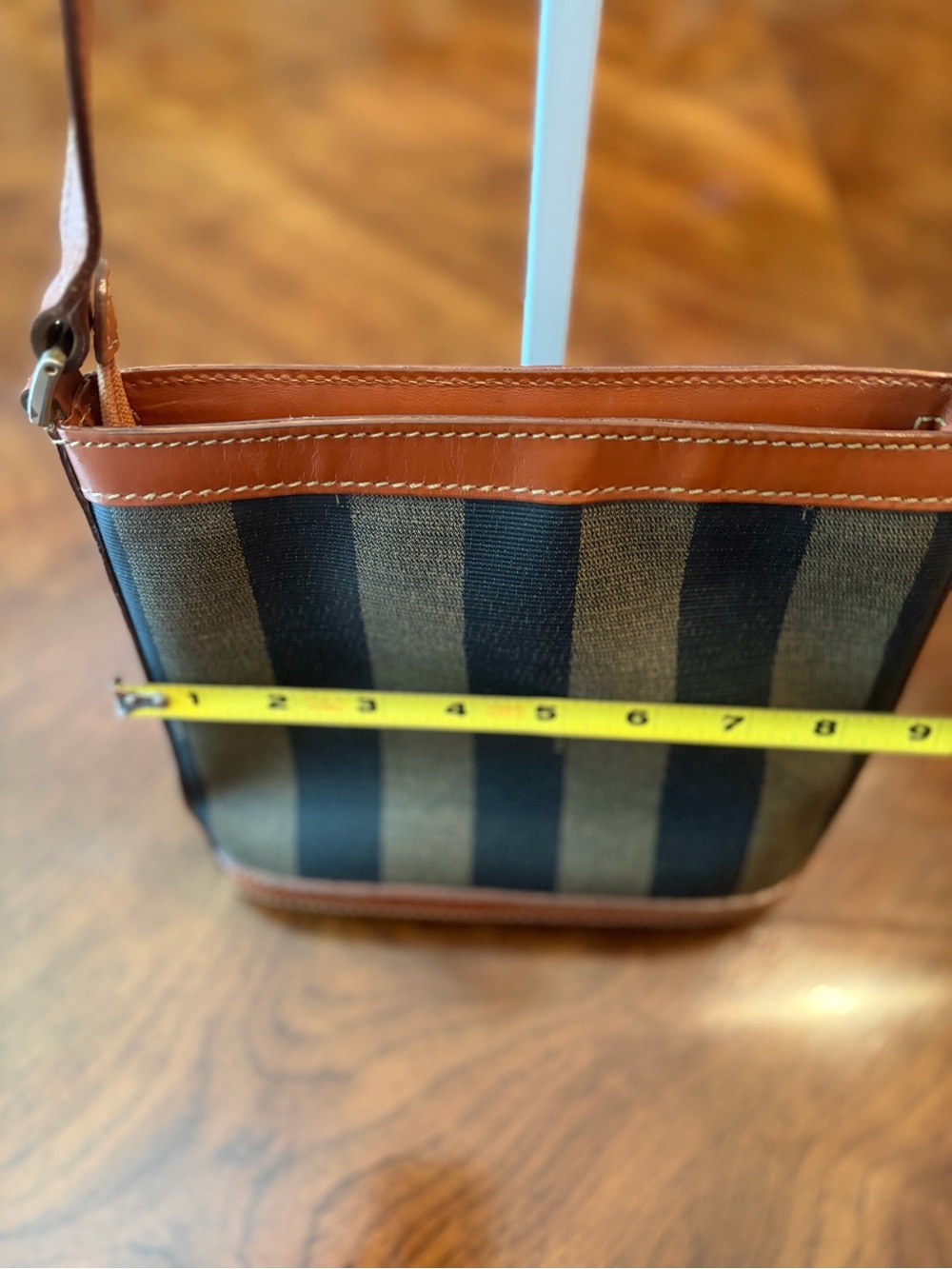 Fendi Zucca Stripe Canvas Bag in Black & Tan. Excellent condition, Authenticated - Picture 12 of 14
